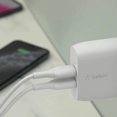 WCE001dq1MWH BoostCharge Dual USB Wall Charger with A to C Cable White