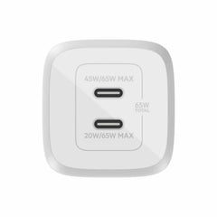 WCH013dqWH 65W Dual USB-C Wall Charger White