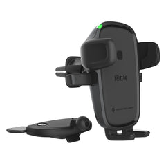 HLCRIO143 Easy One Touch Wireless 2 Fast Charging 2-in-1 Air Vent and CD Mount Black
