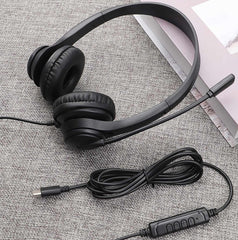 KYADHP1225CBK Stereo Boom Wired Headphones with Mic and USB-C Connector in Bulk Black