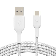 CAB002bt2MWH BoostCharge Braided USB-C to USB-A Cable 6ft White