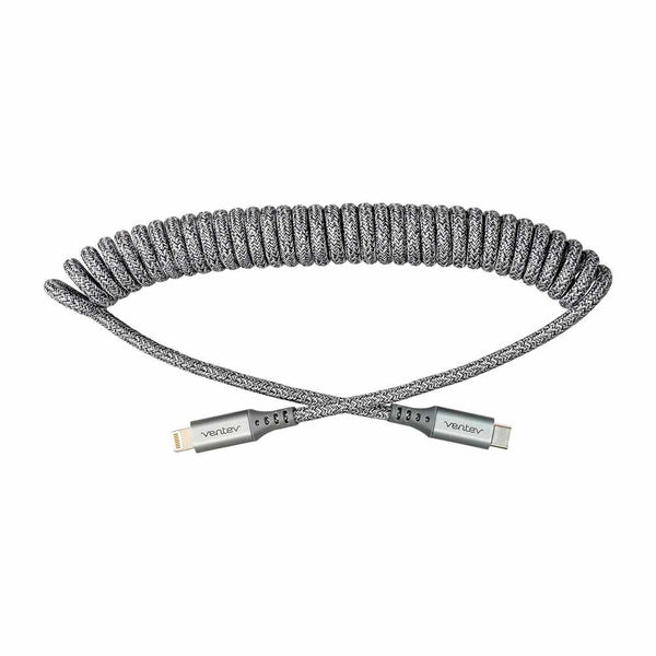 HC3GRY252382 Charge/Sync Helix Coiled USB-C to Lightning Cable 3ft Gray
