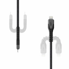9B4414114030 Rugged Kevlar Core USB-C to Lightning Charge/Sync Cable 5ft Black/Grey