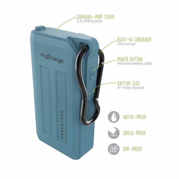 myCharge Adventure H2O Waterproof Powerbank 6700 mAh Blue