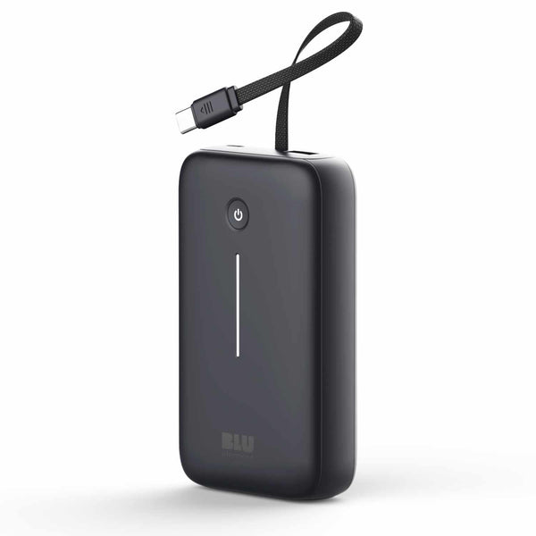 Blu Element PowerFlex 20K mAh 30W PD Power Bank with Built-In USB-C Cable Black