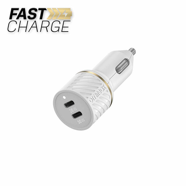 7881014 Dual USB Premium Fast Charge Car Charger PD 30W + PD 20W White