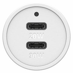 OtterBox Dual USB Premium Fast Charge Car Charger Power Delivery 30W + Power Delivery 20W White