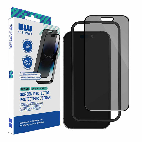 Blu Element Privacy Tempered Glass Screen Protector with Installation Kit for iPhone 16 Pro
