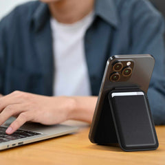STVLWK Vegan-Leather MagSafe Wallet Stand Black