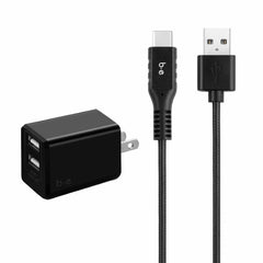 Blu Element Wall Charger Dual USB 3.4A with USB-C Cable Black