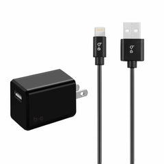 Blu Element Wall Charger Single 2.4A with Lightning Cable Black