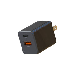 Blu Element Wall Charger Dual USB-C 20W PD and USB-A Black in Bulk Packaging