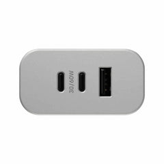 OtterBox Premium Pro Dual USB-C Wall Charger with extra USB-A 72W (USB-C 30WX2 + USB-A 12W) Lunar Light (White)