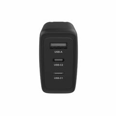 Blu Element Wall Charger 3 Port 65W Power Delivery 2USB-C and USB-A Black Matte