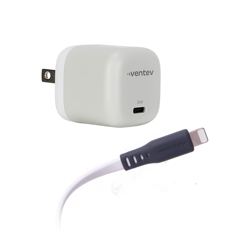 WC20CL261498 Mini Wall Charger USB-C 20W PD & USB-C to Lightning Cable 3.3ft White