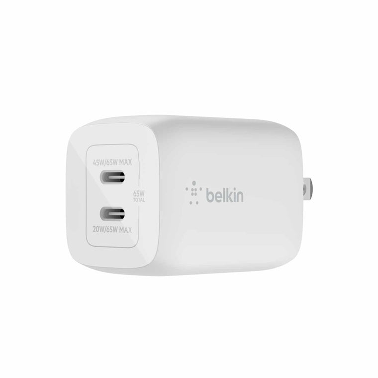 WCH013dqWH 65W Dual USB-C Wall Charger White