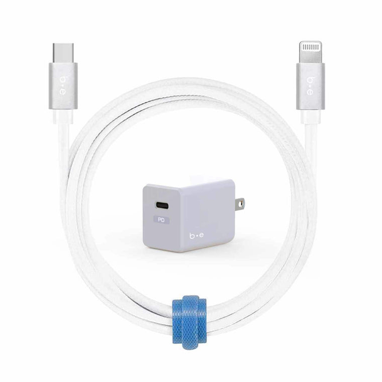BEWCA20W4LW Wall Charger USB-C 20W PD USB-C to Lightning Cable 4ft White