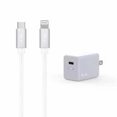 Blu Element Wall Charger USB-C 20W PD with USB-C to Lightning Cable 4ft White