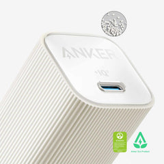 B2337J215 Nano USB-C Wall Charger 30W with AKSD 3ft C-C Eco Braided Cable White