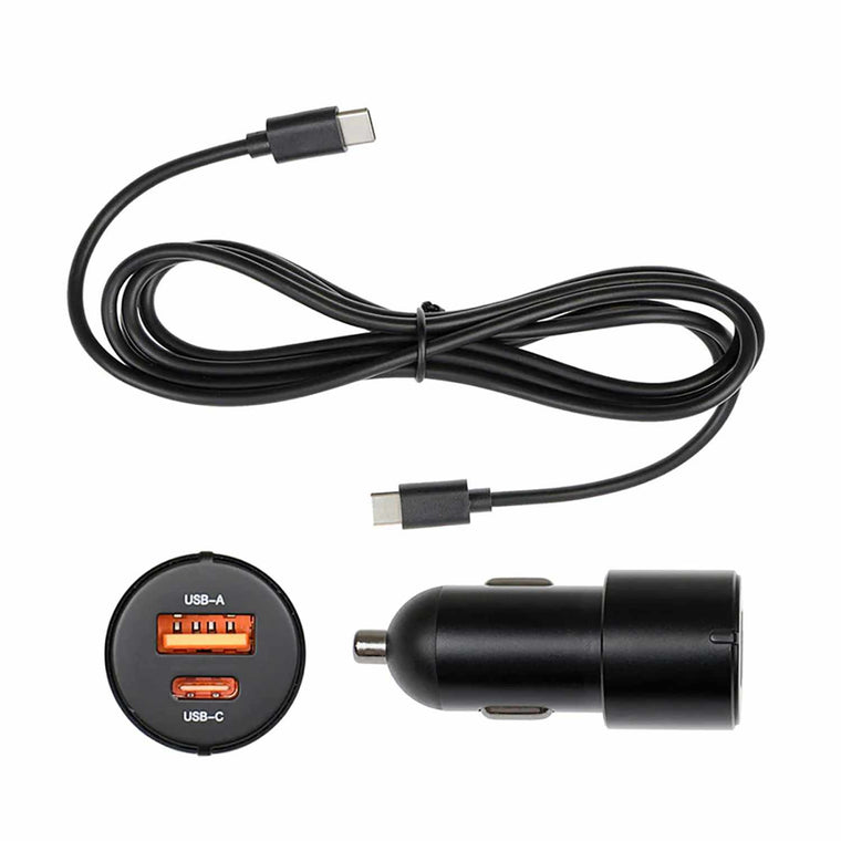 ProClip Cig-Plug Adapter USB-C PD and USB-A with USB-C to USB-C Cable (1.5 Meters) Black