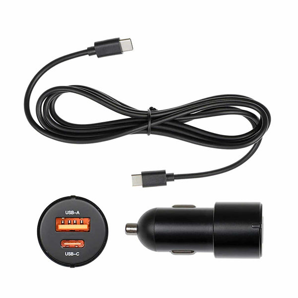 ProClip Cig-Plug Adapter USB-C PD and USB-A with USB-C to USB-C Cable (1.5 Meters) Black