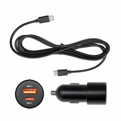 ProClip Cig-Plug Adapter USB-C PD and USB-A with USB-C to USB-C Cable (1.5 Meters) Black