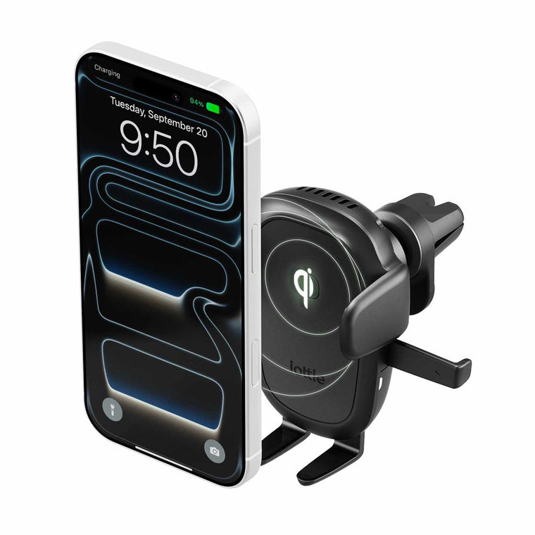 iOttie Easy One Touch Wireless 3 Fast Charging Universal Air Vent and CD Mount Black