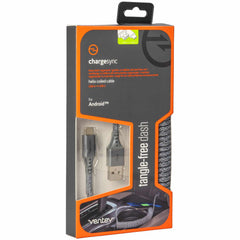 Ventev USB-A to USB-C Coiled Cable 1ft Grey