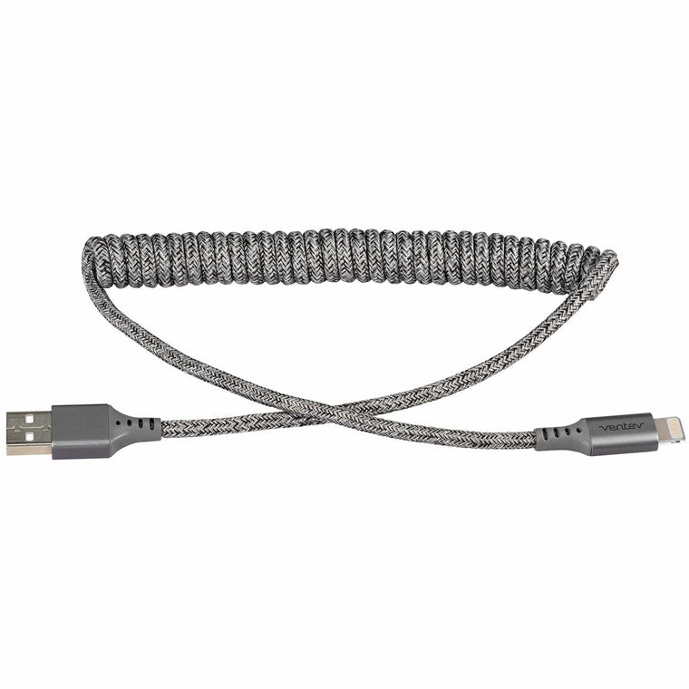 COILCABTGVNV Helix Coiled Charge/Sync Lightning Cable 1ft Grey