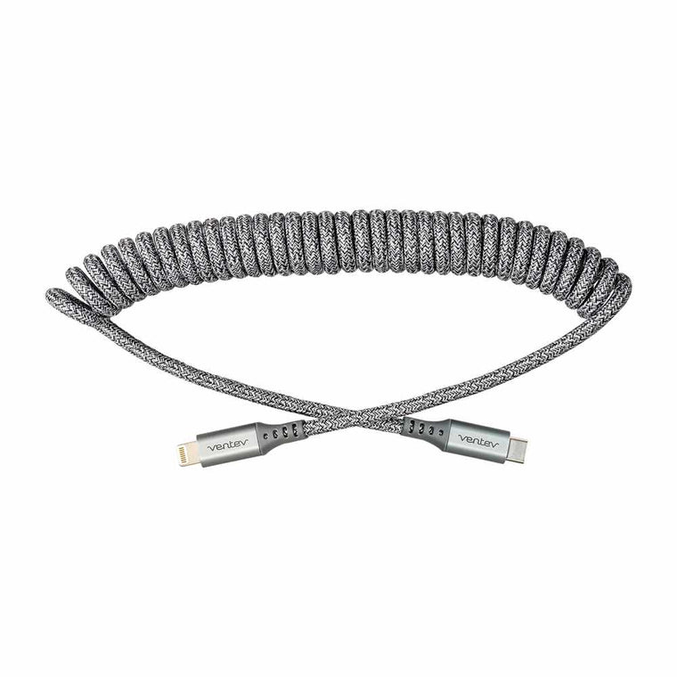 HC3GRY252382 Charge/Sync Helix Coiled USB-C to Lightning Cable 3ft Gray