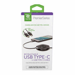 Helix/Retrak Charge/Sync Retractable Premier USB-C to USB-C Cable Black
