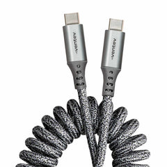 Ventev Charge/Sync Coiled USB-C to USB-C Cable 3ft Gray