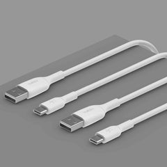 Belkin BoostCharge USB-C to USB-A Cable 1mt (2 Pack) White