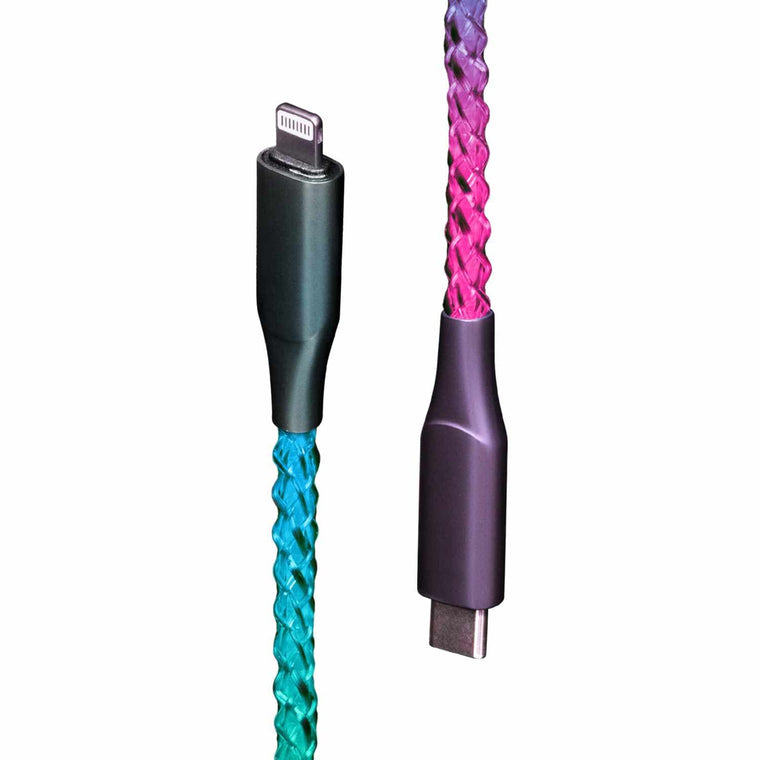 ETHCLTLED Lucid Charge LED Lightning to USB-C Cable Multi-Color