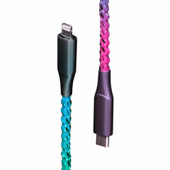 Helix/Retrak Lucid Charge LED Lightning to USB-C Cable Multi-Color