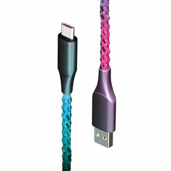Helix/Retrak Lucid Charge LED USB-A to USB-C Cable Multi-Color