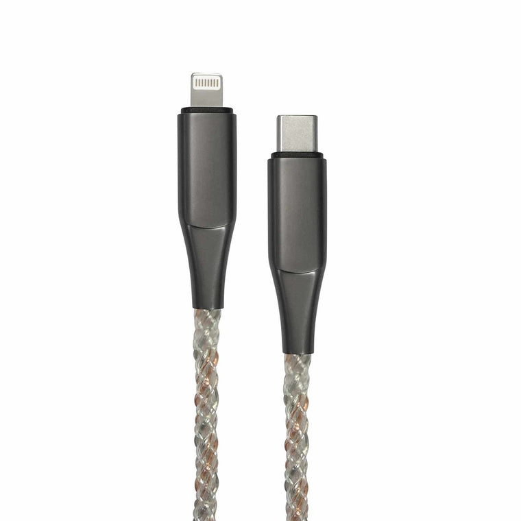 Helix/Retrak Lucid Charge LED 6' USB-C to Lightning Cable Translucent