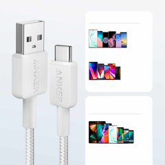 Anker USB-A to USB-C Braided Cable 6ft  White