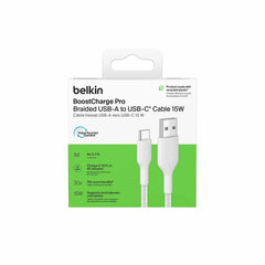 Belkin BoostCharge Braided USB-A to USB-C Cable 1 M (15W) White