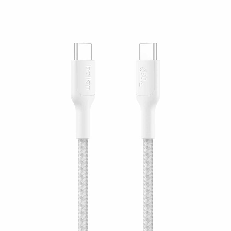 Belkin BoostCharge Braided USB-C to USB-C Cable 60W (1 M) White