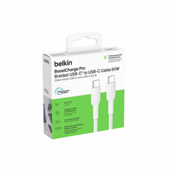 Belkin BoostCharge Braided USB-C to USB-C Cable 60W (1 M) White