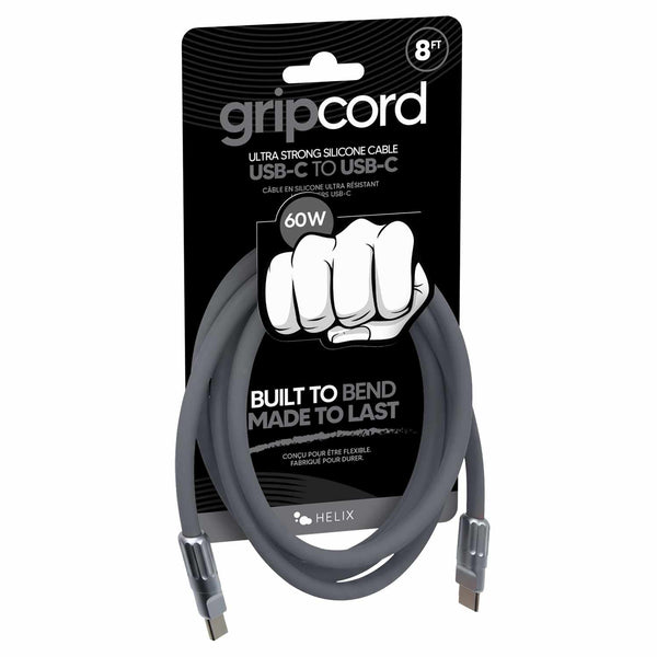 Helix/Retrak Gripcord Silicone USB-C Cable 8ft Grey