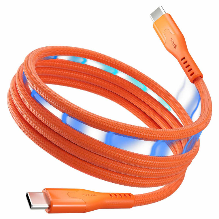 Statik MagStack Pro Charge/Sync Magnetic Cable USB-C to USB-C 4ft Orange