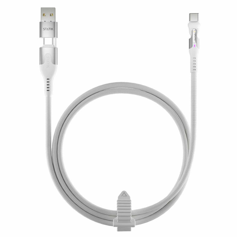 Statik PowerPivot Pro Nylon Braided Charge/Sync Cable USB-C to USB-C 6.6ft White