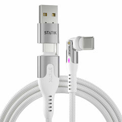 Statik 360 Pro Universal Magnetic Charge/Sync Cable 6.6 ft White