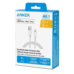 Anker Charge/Sync USB-A to Lightning Braided Cable 6ft White