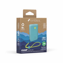 Nimble Champ PD Battery 10.000 mAh 20W  2-Ports USB-C Shorebreak Blue