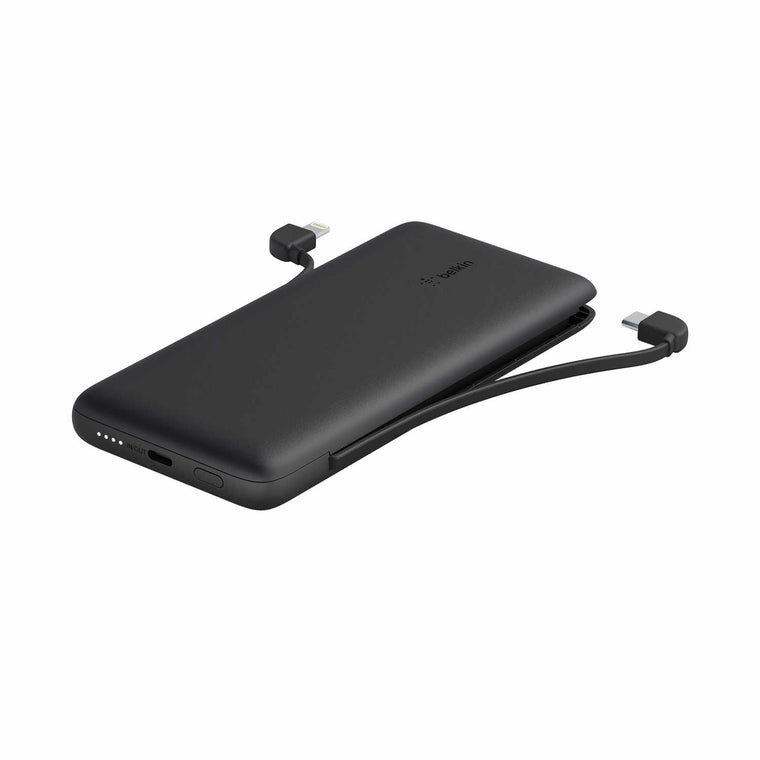 BPB006btBLK BoostCharge Plus Power Bank + Integrated Cables Black