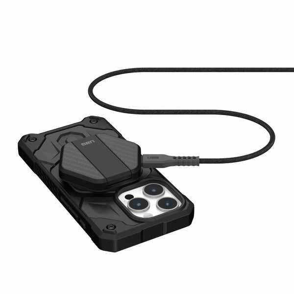 9B4410114042 Rugged Wireless Charging Pad with Kickstand and USB-C Cable for MagSafe 15W Black/Carbon Fiber