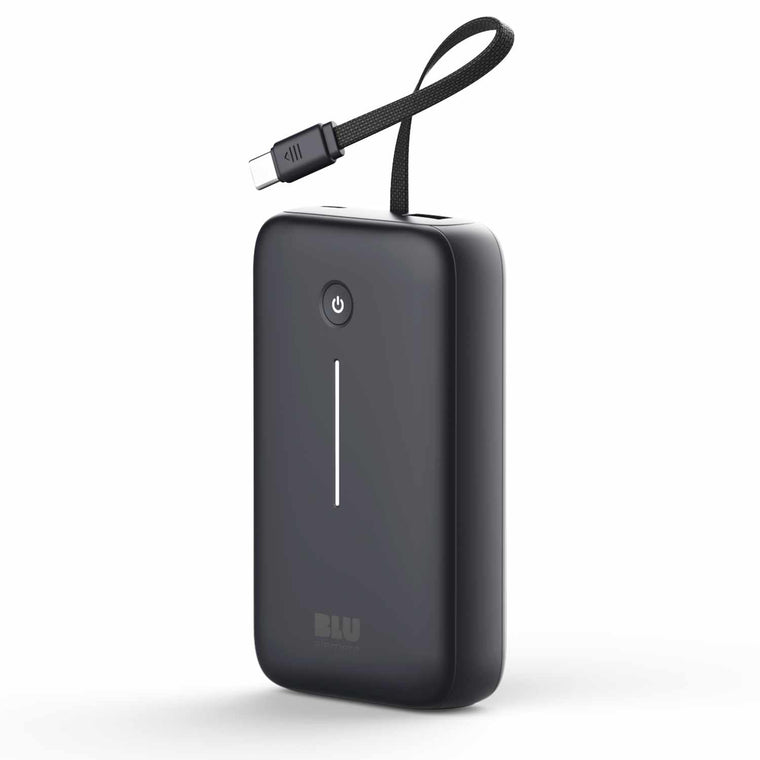 Blu Element PowerFlex 20K mAh 30W PD Power Bank with Built-In USB-C Cable Black